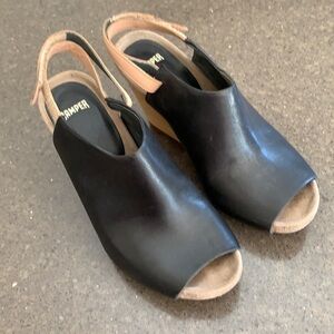 Camper Black Clog Heels 7